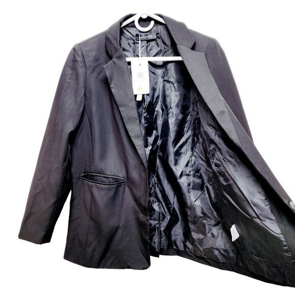 Merokeety Black Tailored Blazer Jacket   Womens Size S 2 Button Closure - Picture 11 of 13